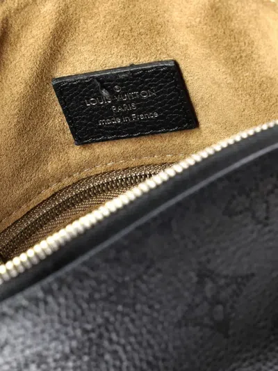 Pre-owned Louis Vuitton Babylone Handbag Mahina Leather Bb Hobo Bag In Black