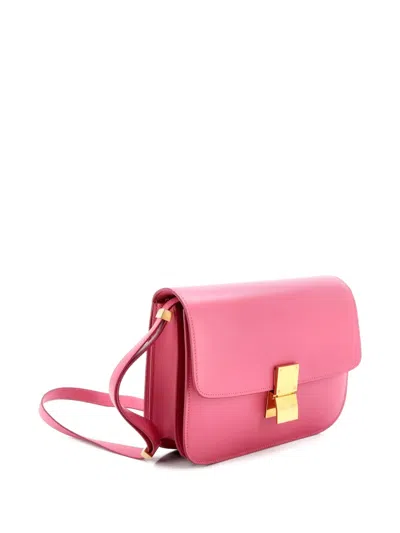 Pre-owned Celine Classic Box Bag Smooth Leather Medium Crossbody Bag In Pink