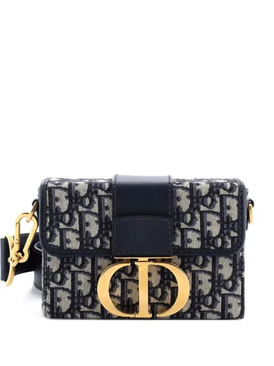 Pre-owned Dior 30 Montaigne Box Bag Oblique Canvas Crossbody Bag In Blue