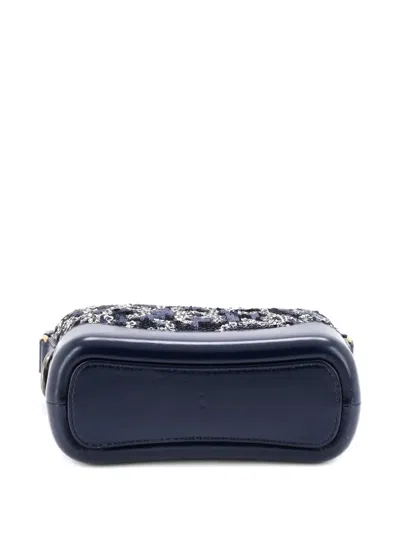 Pre-owned Chanel Gabrielle Logo Motif Sequins Small Hobo Bag In Blue