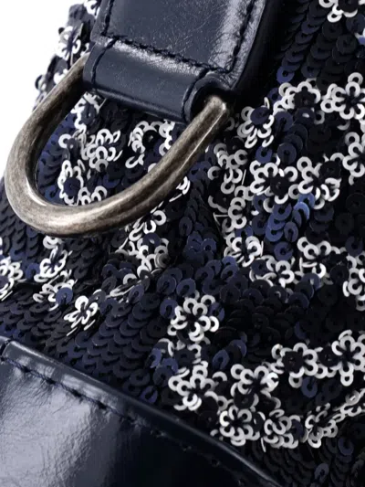 Pre-owned Chanel Gabrielle Logo Motif Sequins Small Hobo Bag In Blue