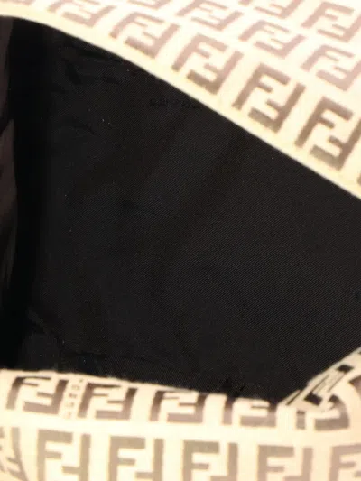 Pre-owned Fendi Mama Forever Bag Zucchino Canvas Shoulder Bag In Neutral