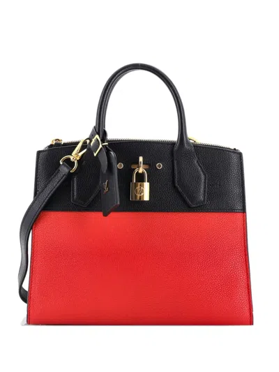 Pre-owned Louis Vuitton City Steamer Handbag Leather Pm Satchel In Black