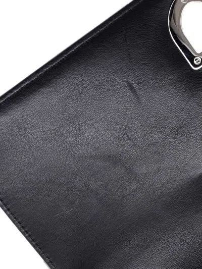 Pre-owned Dior Ama Chain Leather Clutch Bag In Black