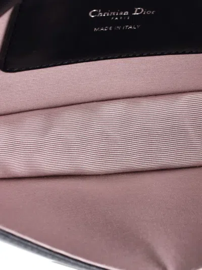 Pre-owned Dior Ama Chain Leather Clutch Bag In Black