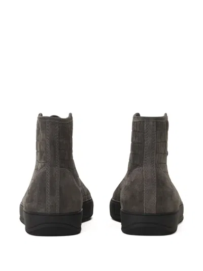 Lanvin Textured High-top Sneakers In Gray
