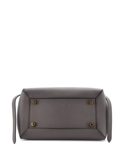 Pre-owned Celine Belt Bag Textured Leather Mini Shoulder Bag In Gray