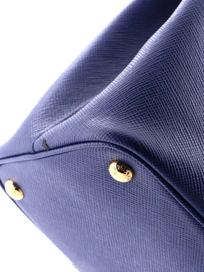 Pre-owned Prada Cuir Double Saffiano Leather Medium Tote Bag In Blue