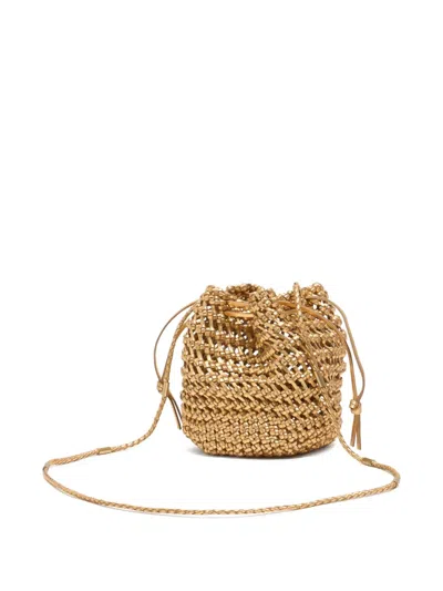 Bimba Y Lola Plaited Leather Bucket Bag In Gold