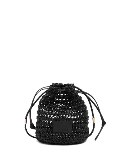 Bimba Y Lola Plaited Leather Bucket Bag In Black
