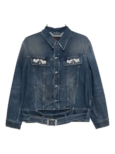 Simone Rocha Crystal-embellished Denim Jacket In Blue