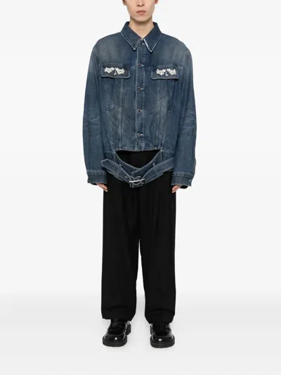 Simone Rocha Crystal-embellished Denim Jacket In Blue