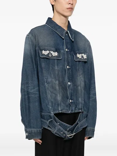 Simone Rocha Crystal-embellished Denim Jacket In Blue