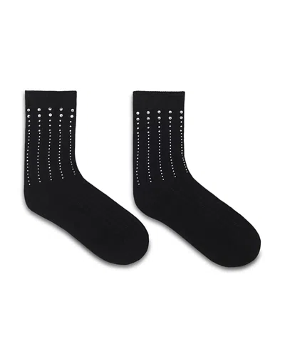 Maje Rhinestone Cotton Socks In Black