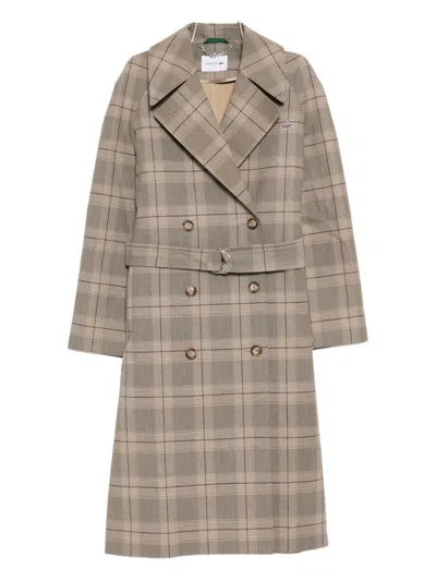 Lacoste Plaid Coat In Neutral