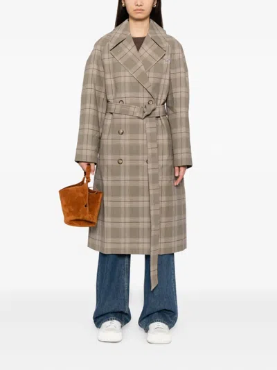 Lacoste Plaid Coat In Neutral