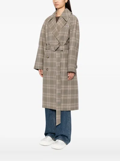 Lacoste Plaid Coat In Neutral