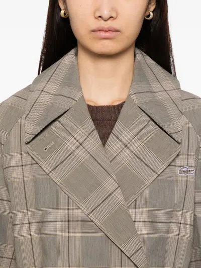 Lacoste Plaid Coat In Neutral