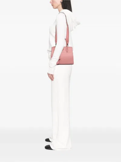 Pre-owned Prada 2013-2025 City Calf Trimmed Saffiano Greche Paradigme Bag Satchel In Pink