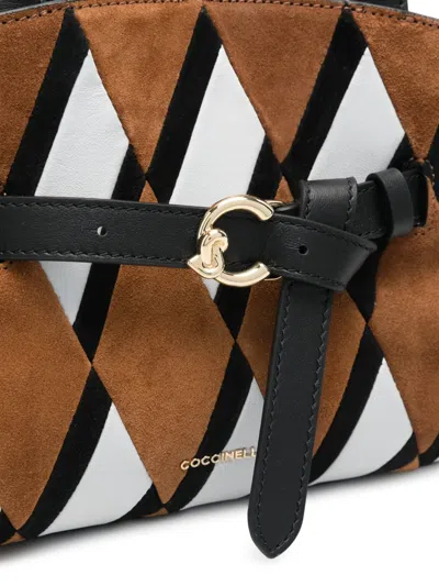 Coccinelle Diamond-pattern Buckled Tote Bag In Brown
