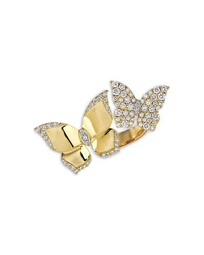 Piranesi Double Butterfly Diamond Ring In 18k Yellow Gold, 0.95 Tcw In Gold