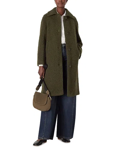 Whistles Romy Boucle Coat In Green