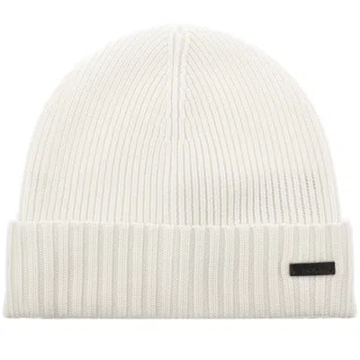 Hugo Boss Boss Fati Wool Beanie Cream In Neutral