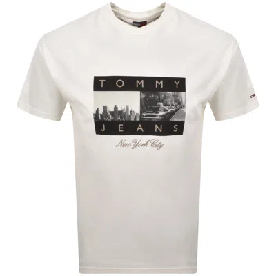 Tommy Jeans Photo Flag T Shirt Ecru In White