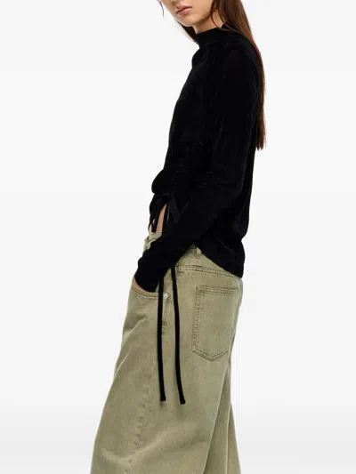 Bimba Y Lola Drawstring Mock-neck Top In Black