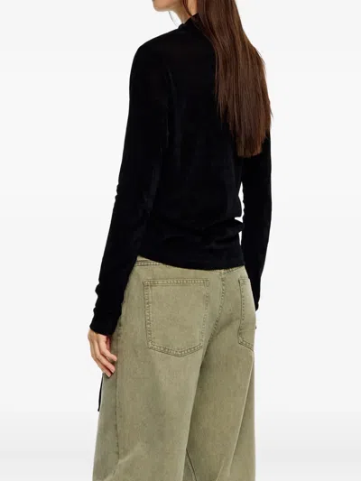 Bimba Y Lola Drawstring Mock-neck Top In Black