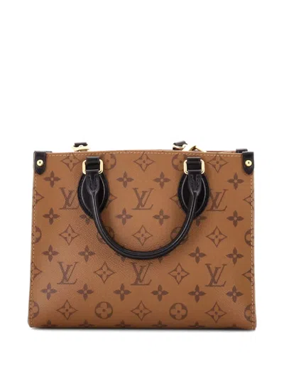 Pre-owned Louis Vuitton Onthego Limited Edition Sun Yitian Reverse Monogram Canvas Pm Tote Bag In Brown