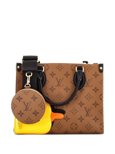 Pre-owned Louis Vuitton Onthego Limited Edition Sun Yitian Reverse Monogram Canvas Pm Tote Bag In Brown