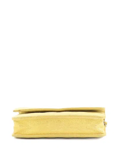 Pre-owned Chanel Wallet On Chain Quilted Glitter Fabric Crossbody Bag In Yellow