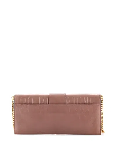 Pre-owned Dior 30 Montaigne Leather Clutch Bag In Neutral