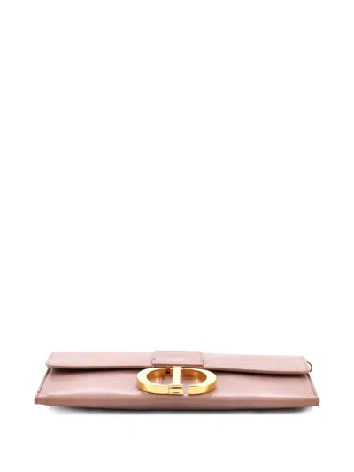 Pre-owned Dior 30 Montaigne Leather Clutch Bag In Neutral
