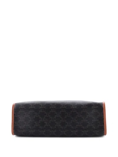 Pre-owned Celine Horizontal Cabas Triomphe Coated Canvas Mini Tote Bag In Brown