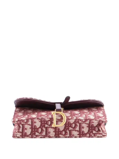 Pre-owned Dior Saddle Rectangular Oblique Canvas Belt Bag In Red