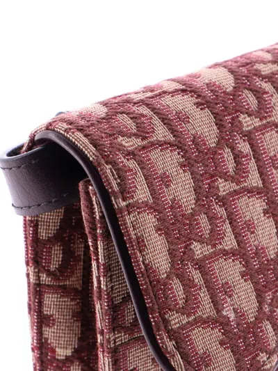 Pre-owned Dior Saddle Rectangular Oblique Canvas Belt Bag In Red