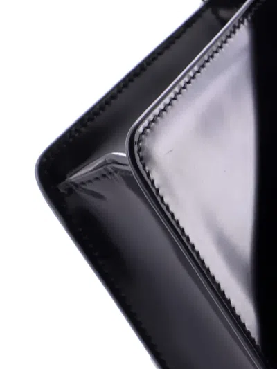 Pre-owned Prada Maxi Triangle Logo Chain Flap Bag Brushed Leather Small Crossbody Bag In Black