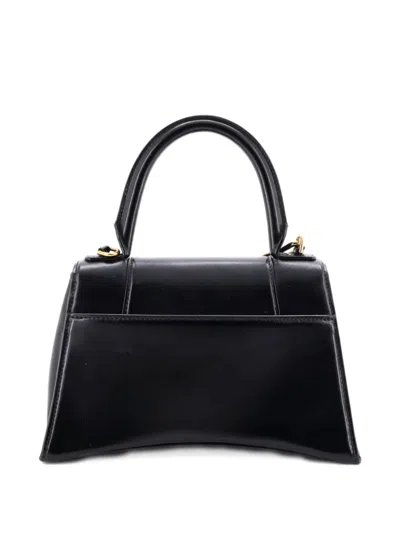Pre-owned Balenciaga Hourglass Top Handle Bag Leather Small Satchel In Black