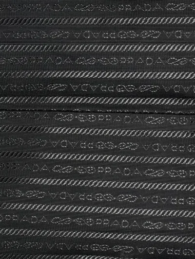 Pre-owned Prada Symbole Shopper Jacquard Horizontal Tote Bag In Red