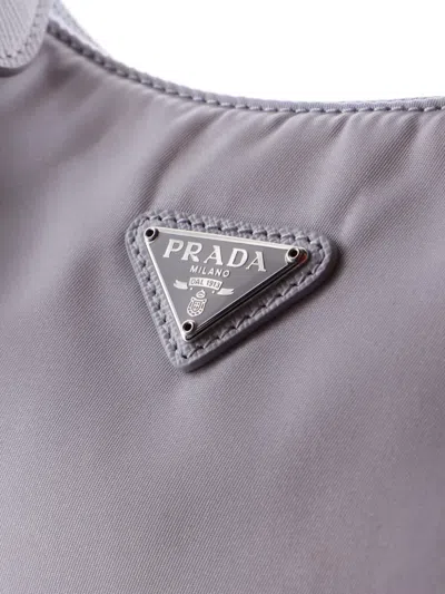 Pre-owned Prada Re-edition 2000 Tessuto Mini Hobo Bag In Gray