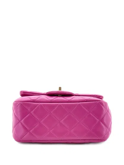 Pre-owned Chanel Pearl Crush Square Flap Bag Quilted Lambskin Mini Crossbody Bag In Pink