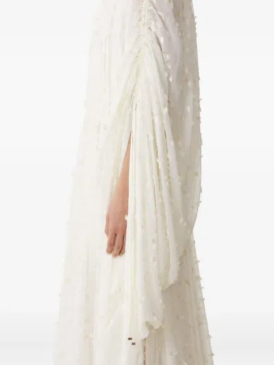 Lanvin Long Dress In Plumetis Silk In White