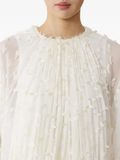 Lanvin Long Dress In Plumetis Silk In White