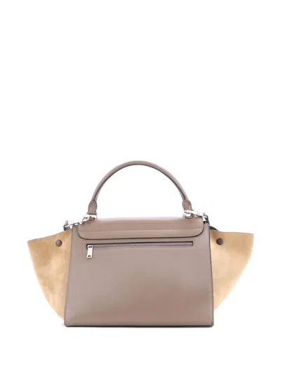 Pre-owned Celine Trapeze Bag Leather Medium Satchel In Neutral