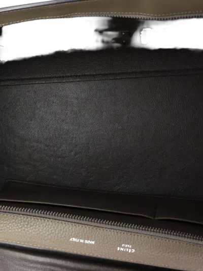 Pre-owned Celine Trapeze Bag Leather Medium Satchel In Neutral