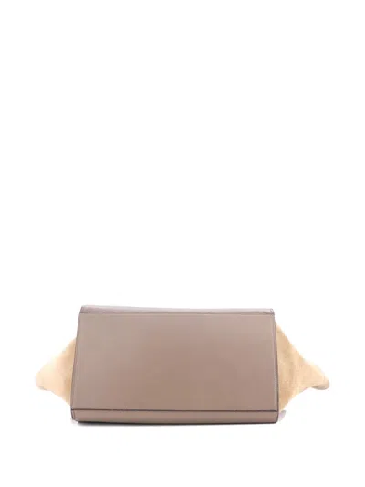 Pre-owned Celine Trapeze Bag Leather Medium Satchel In Neutral