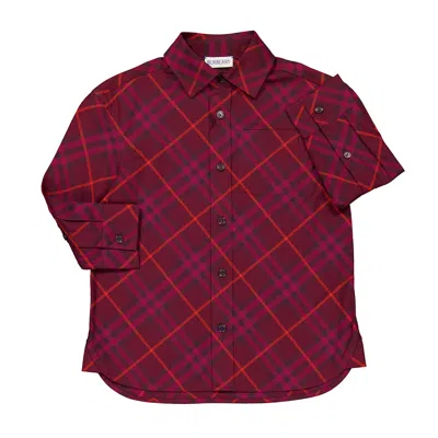 Burberry Kids Check Print Long-sleeves Shirt In Red