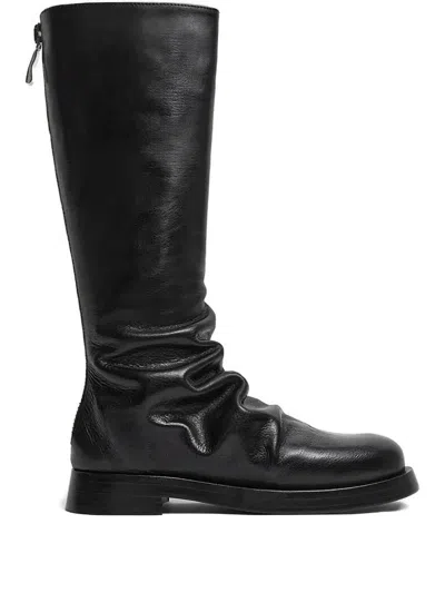 Miista Ruched Knee-high Boots In Black